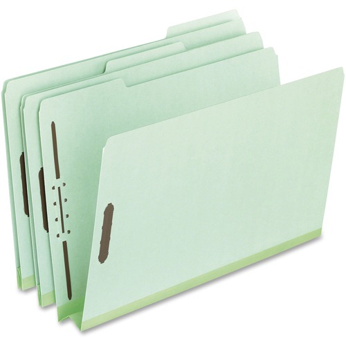 Pressboard Folders, 2 Fasteners, 2" Expansion, 1/3 Tab, Letter, Green, 25/box