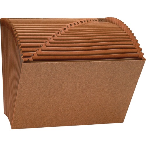Accordion File,No Flap,21 Pockets,A-Z,Letter,12"x10",Brown