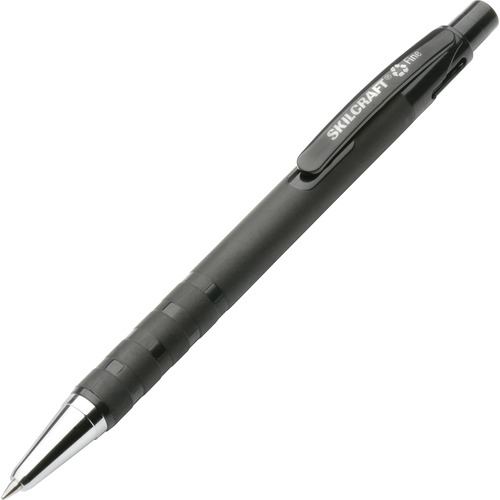 7520013527309, RUBBERIZED BALLPOINT RETRACTABLE PEN, BLACK INK, FINE, DOZEN