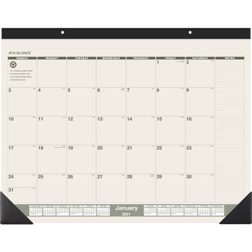 RECYCLED MONTHLY DESK PAD, 22 X 17, 2019