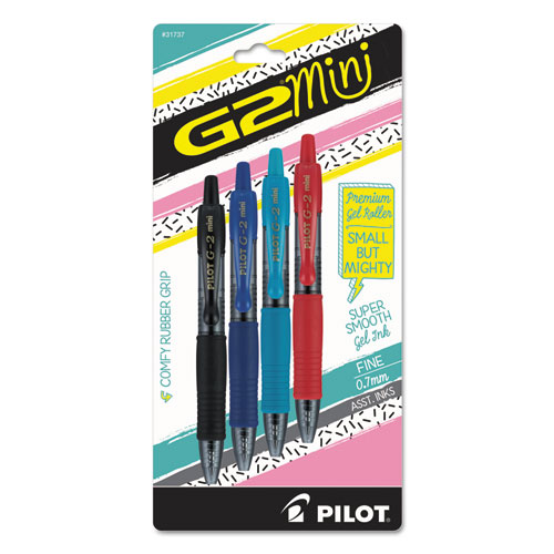 G2 MINI RETRACTABLE GEL INK PEN, BALLPOINT, 0.7 MM, ASSORTED INK, 4/PACK