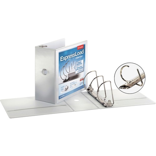 Expressload Clearvue Locking D-Ring Binder, 5" Cap, 11 X 8 1/2, White
