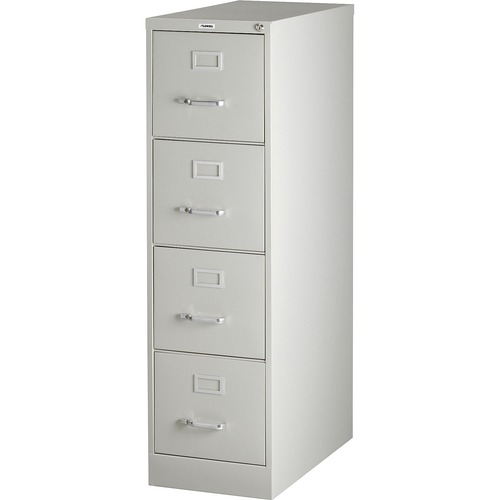 4-Drawer Vertical File, w/ Lock, 15"x25"x52", Light Gray