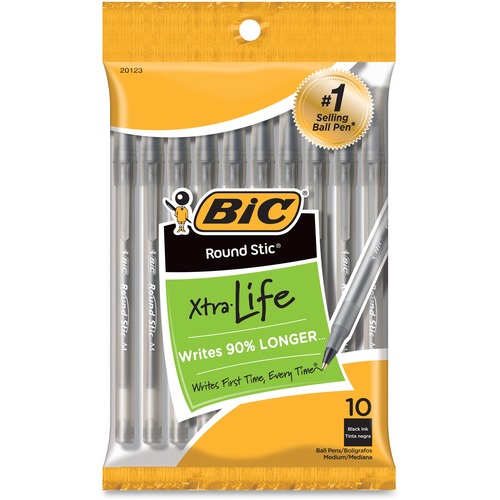 Ballpoint Pens, Stick, Med Point, 10/PK, Black Ink