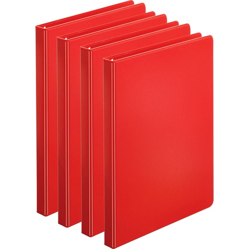 Binder, Round Rings, 1/2" Cap, 8-1/2"x11", 4/BD, Red