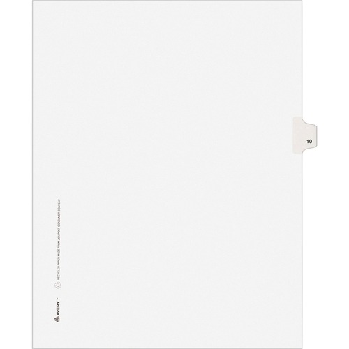 Avery-Style Legal Exhibit Side Tab Divider, Title: 10, Letter, White, 25/pack