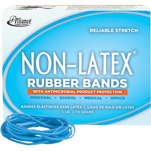 Antimicrobial Rubber Bands,1/4lb,3-1/2"x1/16",360/BX,Cy.Blue