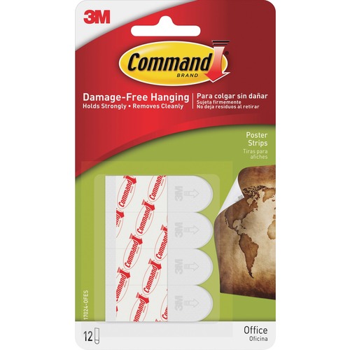 POSTER STRIPS, 5/8" X 1 3/4", WHITE, 12/PACK