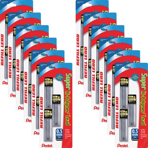 Hi-Polymer Lead, 0.5 mm, HB, Fine, 30/TB, 36 Tubes/BX, BK