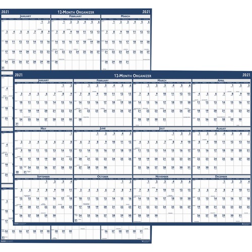 RECYCLED LAMINATED WRITE-ON/WIPE-OFF JUMBO YEARLY WALL CALENDAR, 66 X 33, 2019