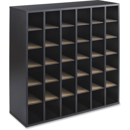 Wood Mail Sorter With Adjustable Dividers, Stackable, 36 Compartments, Black