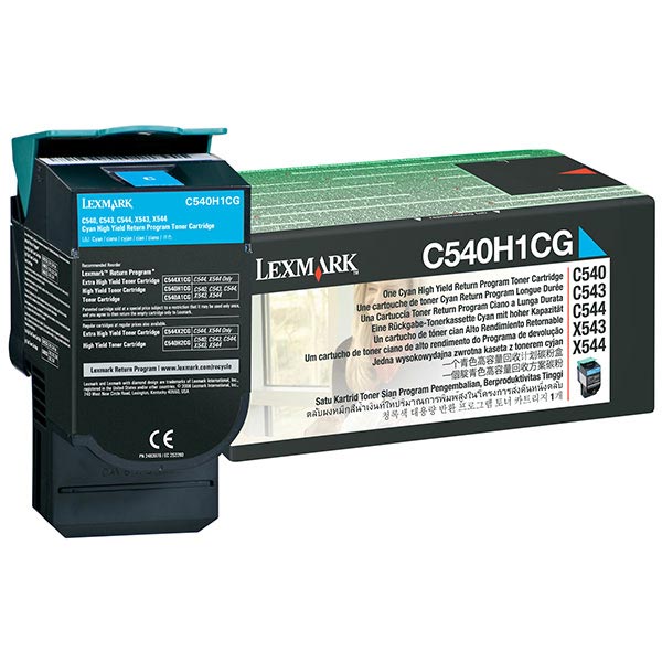 C540H1CG RETURN PROGRAM HIGH-YIELD TONER, 2000 PAGE-YIELD, CYAN