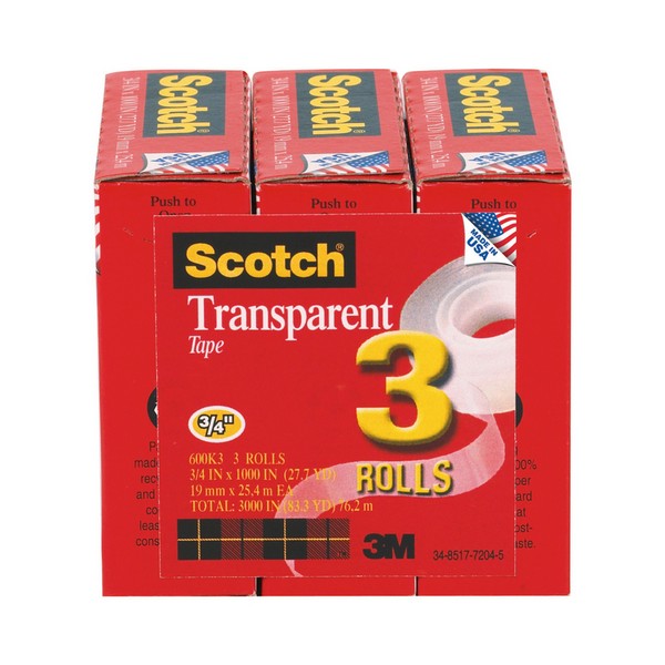 TRANSPRNT TAPE 1000X3/4"