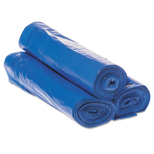LOW-DENSITY CAN LINER, "SOIL LINEN" TEXT, 30-1/2X40, 30-GAL, 1 MIL, BLUE, 8/CT