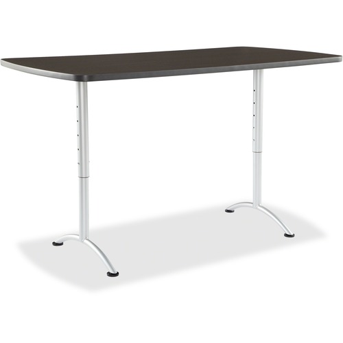 Arc Sit-To-Stand Tables, Rectangular Top, 36w X 72d X 30-42h, Gray Walnut/silver