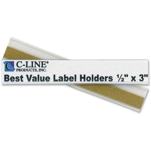 Self-Adhesive Label Holders, Top Load, 1/2 X 3, Clear, 50/pack