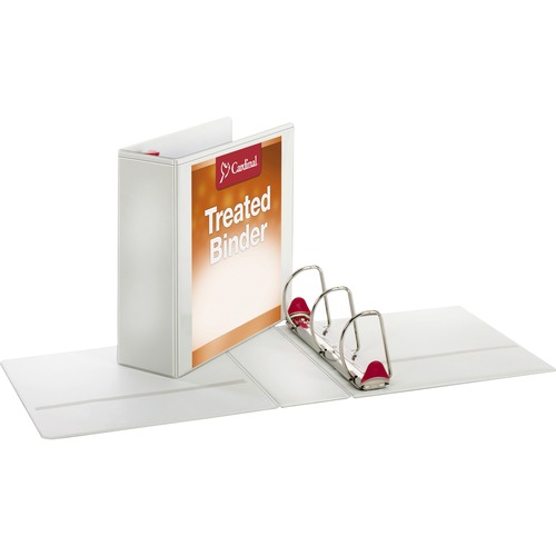 Treated Binder Clearvue Locking Slant-D Ring Binder, 4" Cap, 11 X 8 1/2, White