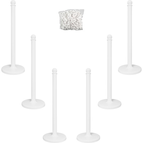 Plastic Stanchions, 14"x14"x39", 6/BX, White