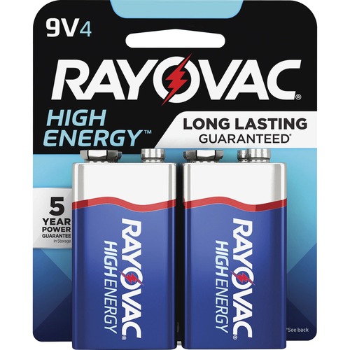 Alkaline Batteries, 9V High-Energy Premium, 4/PK, BE/SR