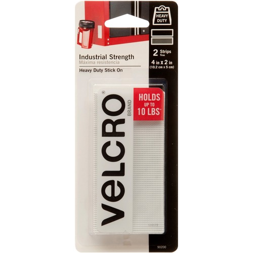 INDUSTRIAL STRENGTH HOOK & LOOP FASTENERS, 2" X 4" STRIP, WHITE