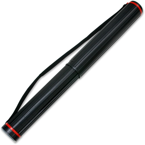 Telescoping Document Tube,w/Strap,26" to 43-3/8"L,3-1/2"D,BK