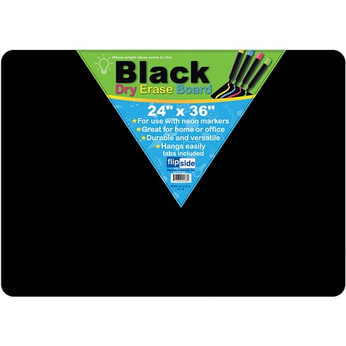 Dry-Erase Board, Hardboard Backing, 36"Wx1/10"Dx24"H, BK
