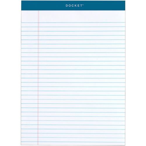 Docket Ruled Perforated Pads, 8 1/2 X 11 3/4, White, 50 Sheets, 6/pack