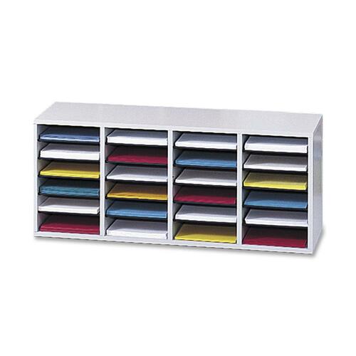 Wood/laminate Literature Sorter, 24 Sections, 39 1/4 X 11 3/4 X 16 3/8, Gray
