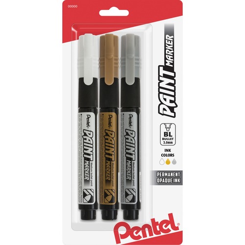Paint Marker, Opaque Ink, Medium Bullet Tip, 3/PK, Assorted
