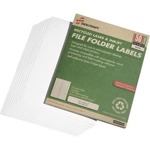 7530015144905, 1/3-CUT FILE FOLDER LABELS, 2/3 X 3 7/16, 1500/BOX