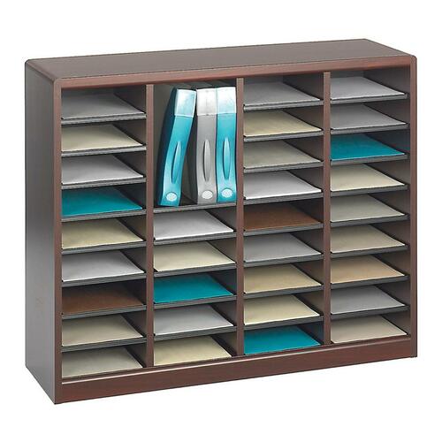 Wood/fiberboard E-Z Stor Sorter, 36 Sections, 40 X 11 3/4 X 32 1/2, Mahogany