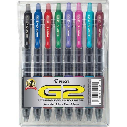 G2 Premium Retractable Gel Ink Pen, Assorted Ink, .7mm, 8/set