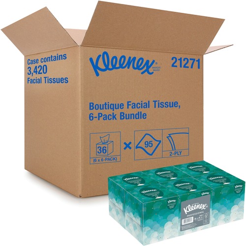 BOUTIQUE WHITE FACIAL TISSUE, 2-PLY, POP-UP BOX, 36/CARTON