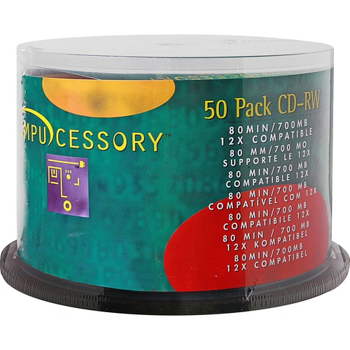 CD-RW,Branded Surface,700MB/80 Minute Cap,12X Speed,50/PK