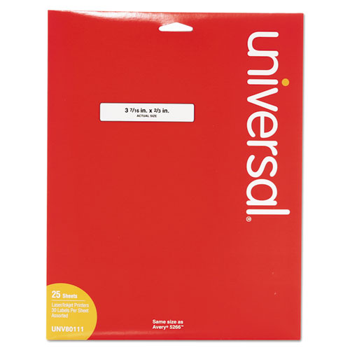 Laser Printer File Folder Labels, 3-7/16" X 2/3", Assorted, 750/pack