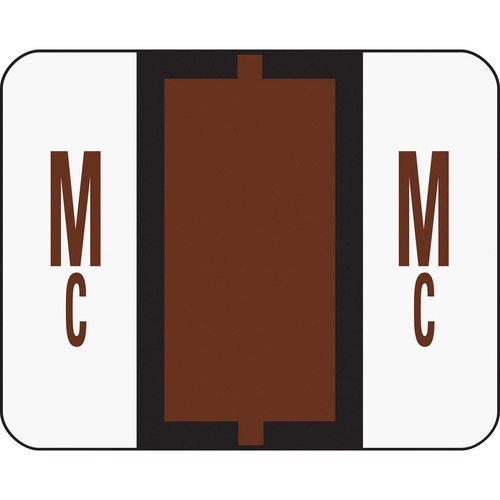 A-Z Color-Coded Bar-Style End Tab Labels, Letters Mc, Brown, 500/roll