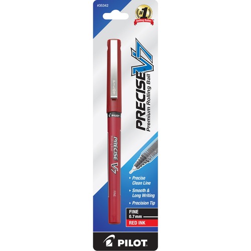 Rollerball Pen, Nonrefillable, 0.7mm, Red Barrel/Ink
