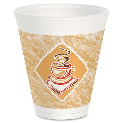 CAFE G FOAM HOT/COLD CUPS, 12 OZ, WHITE WITH BROWN AND RED, 1000/CARTON