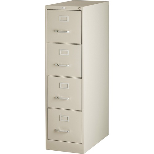 4-Drawer Vertical File, w/ Lock, 15"x26-1/2"x52", Putty