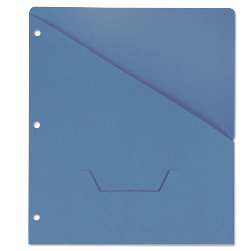 Slash-Cut Pockets For Three-Ring Binders, Jacket, Letter, 11 Pt., Blue, 10/pack