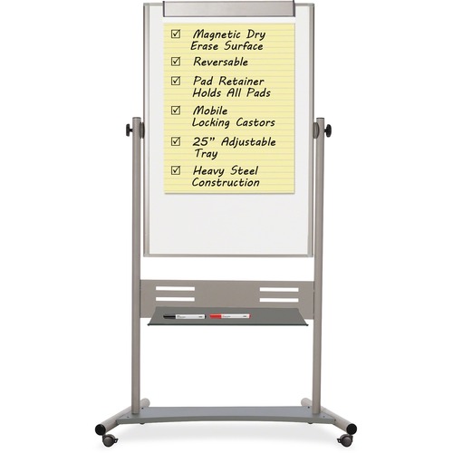 Magnetic Reversible Mobile Easel, 35 2/5w X 47 1/5h, 80"h Easel, White/silver
