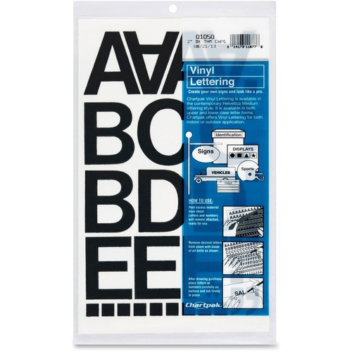 Press-On Vinyl Letters & Numbers, Self Adhesive, Black, 2"h, 77/pack