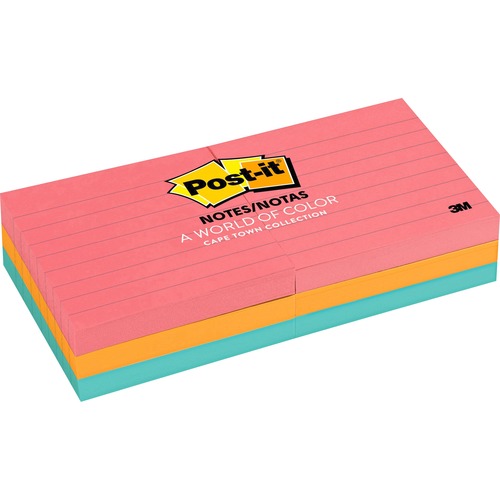 Original Pads In Cape Town Colors, 3 X 3, Lined, 100-Sheet, 6/pack