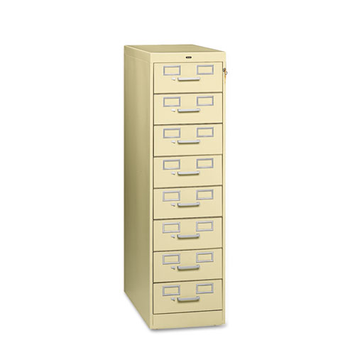 Eight-Drawer File Cabinet For 3 X 5 & 4 X 6 Card, 15w X 52h, Putty