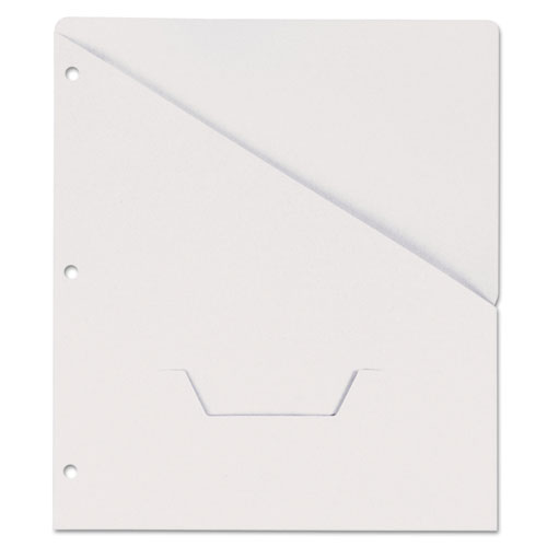 Slash-Cut Pockets For Three-Ring Binders, Jacket, Letter, 11 Pt., White, 10/pack