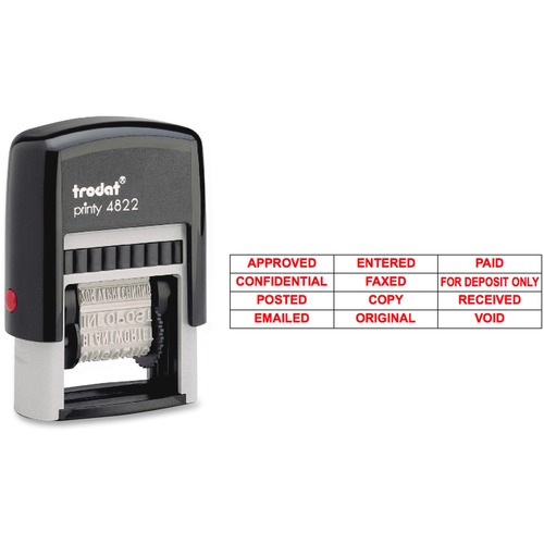Self-Inking Stamps, 12-Message, Self-Inking, 1 1/4 X 3/8, Red