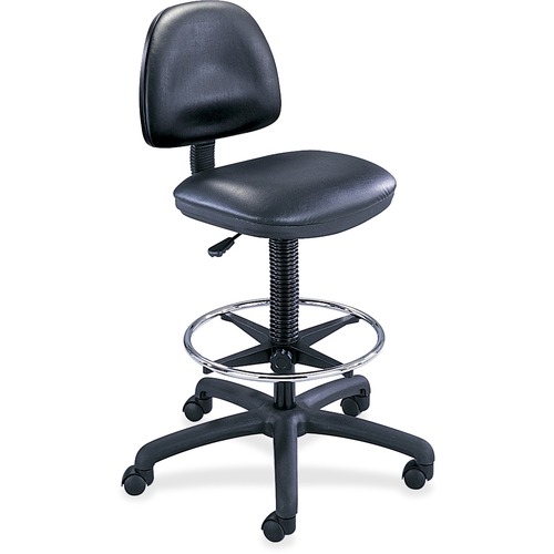 Precision Extended Height Swivel Stool W/adjustable Footring, Black Vinyl