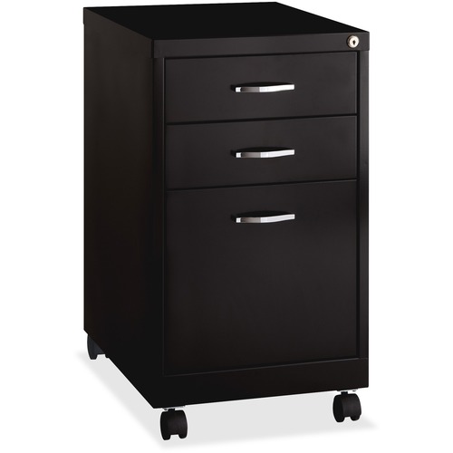 Pedestal File, 3 Drawers, Mobile, 15"x19"x26", Black
