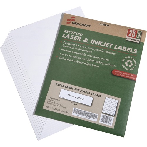 7530015789297, 1/3-CUT FILE FOLDER LABELS, 15/16 X 3 7/16, WHITE, 450/PACK