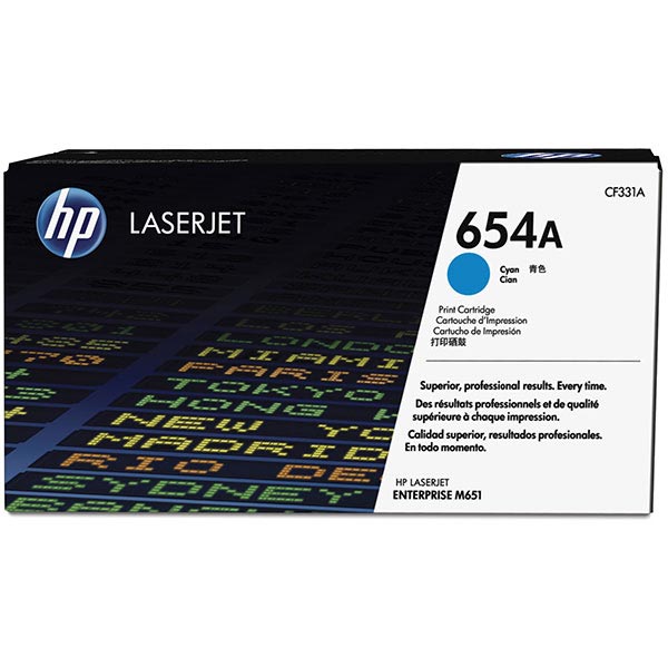 Hewlett-Packard  Toner Cartridge, HP654A, 15,000 Pg Yld, Cyan